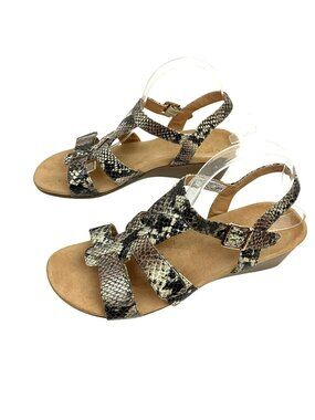 Vionic Glenda Snakeskin Print Slingback Wedge Sandals With Orthaheel Technology